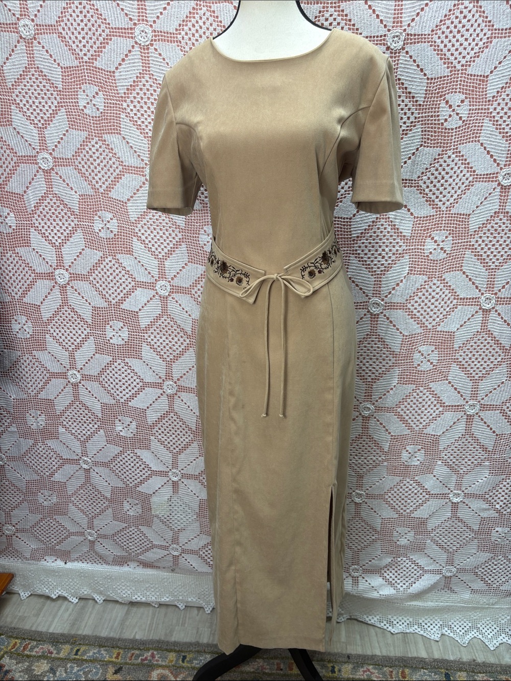 Vintage Jessica Embroidered Belt Maxi Dress Size 8